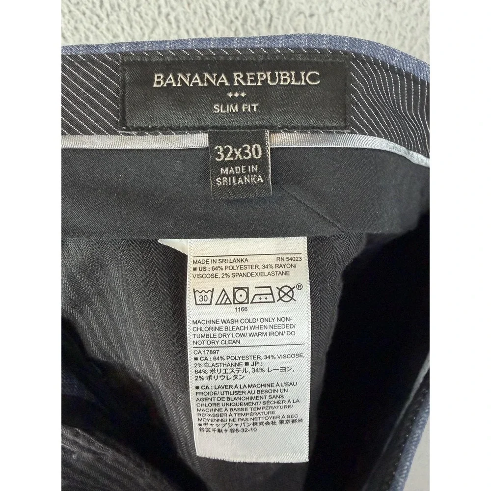 Banana Republic Dress Pants Mens 32x30 Blue Check Slim Stretch Office Casual Men